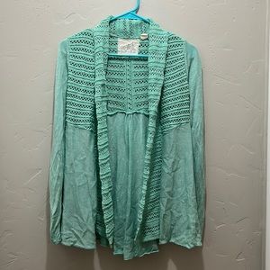 Anthropologie Angel of the North Seafoam Crochet Cardigan